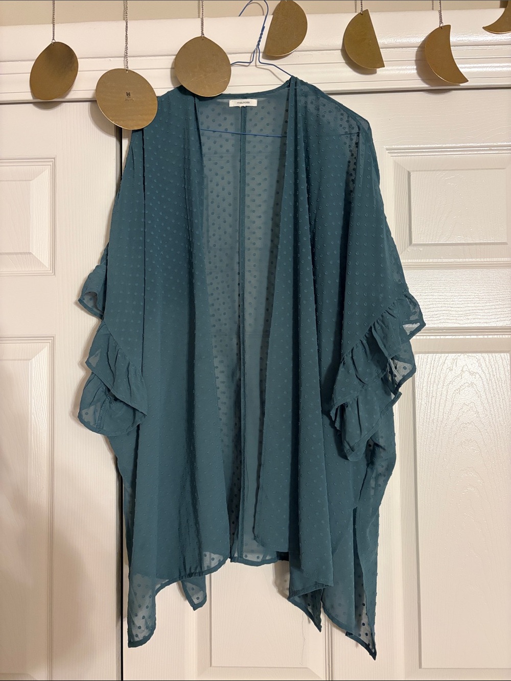 Maurices Teal Ruffled Sheer Kimono